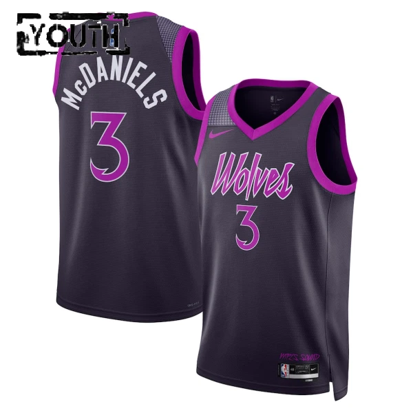 Nike Minnesota Timberwolves Jaden Mcdaniels Trikot City Edition 25/26 Swingman Schwarz Für Kinder