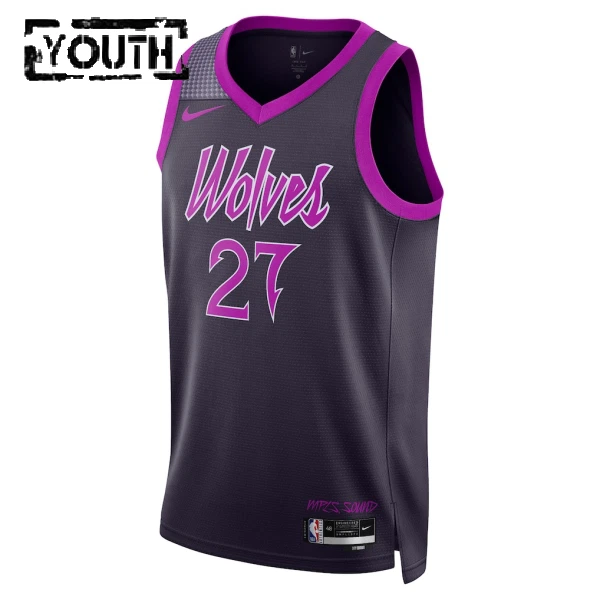 Nike Minnesota Timberwolves Rudy Gobert Trikot City Edition 25/26 Swingman Schwarz Für Kinder