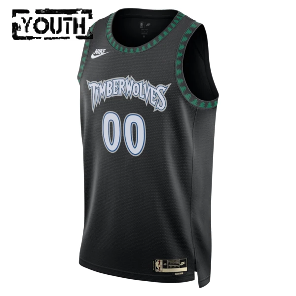 Nike Minnesota Timberwolves Trikot Personalisiert Classic Edition 25/26 Swingman Schwarz Für Kinder