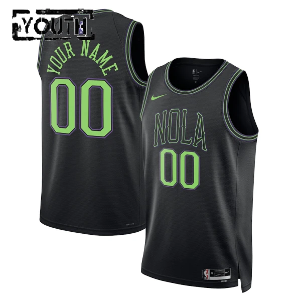 Nike New Orleans Pelicans Trikot Personalisiert City Edition 25/26 Swingman Schwarz Für Kinder