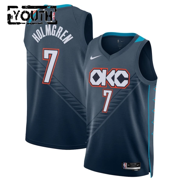 Nike Oklahoma City Thunder Chet Holmgren Trikot City Edition 25/26 Swingman Schwarz Für Kinder