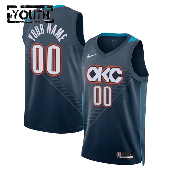 Nike Oklahoma City Thunder Trikot Personalisiert City Edition 25/26 Swingman Schwarz Für Kinder
