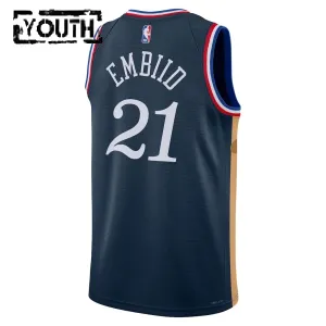 Nike Philadelphia 76ers Joel Embiid Trikot City Edition 25/26 Swingman Navy Für Kinder