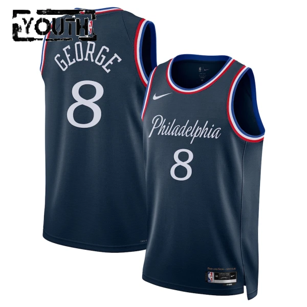 Nike Philadelphia 76ers Paul George Trikot City Edition 25/26 Swingman Navy Für Kinder