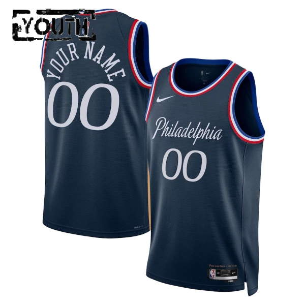Nike Philadelphia 76ers Trikot Personalisiert City Edition 25/26 Swingman Navy Für Kinder