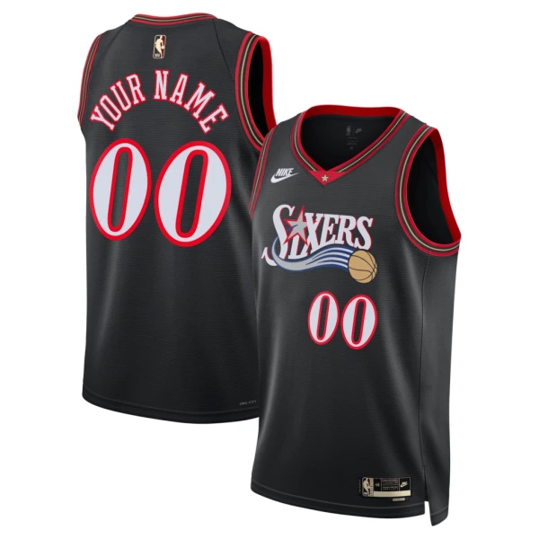 Nike Philadelphia 76ers Trikot Personalisiert Classic Edition 25/26 Swingman Schwarz Für Herren