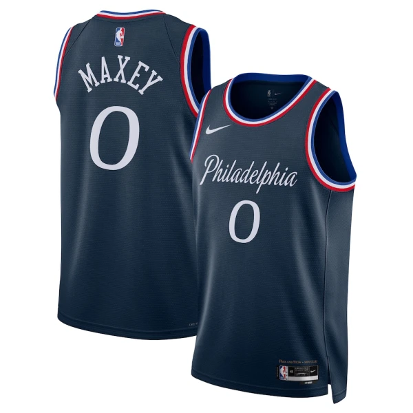 Nike Philadelphia 76ers Tyrese Maxey Trikot City Edition 25/26 Swingman Navy Für Herren
