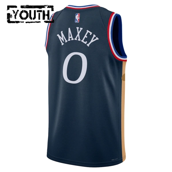 Nike Philadelphia 76ers Tyrese Maxey Trikot City Edition 25/26 Swingman Navy Für Kinder