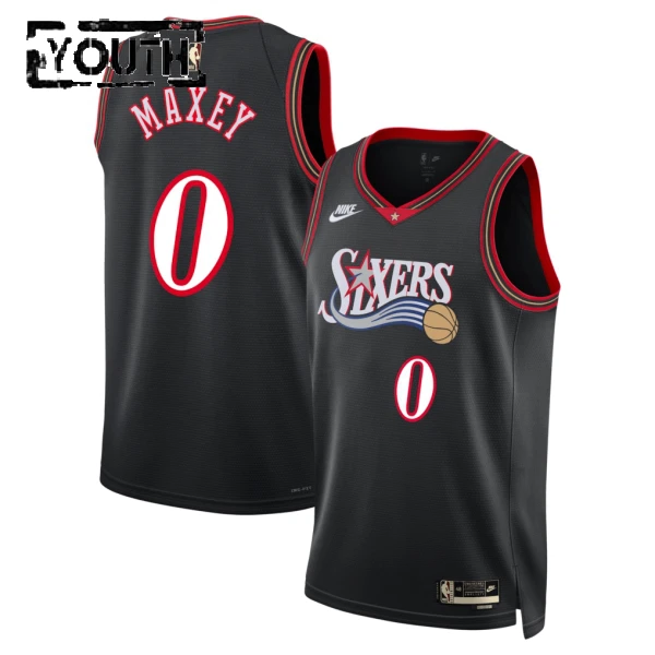 Nike Philadelphia 76ers Tyrese Maxey Trikot Classic Edition 25/26 Swingman Schwarz Für Kinder
