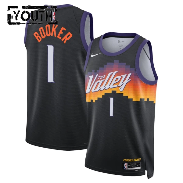 Nike Phoenix Suns Devin Booker Trikot City Edition 25/26 Swingman Schwarz Für Kinder