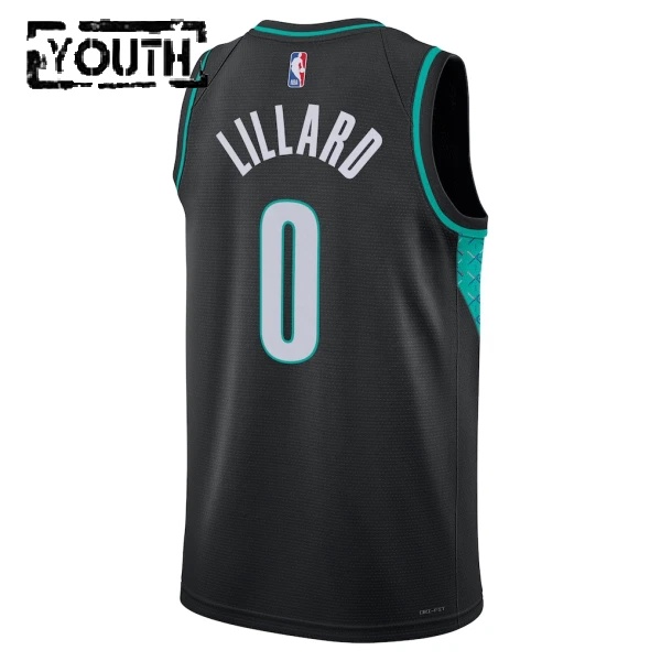 Nike Portland Trail Blazers Damian Lillard Trikot City Edition 25/26 Swingman Schwarz Für Kinder