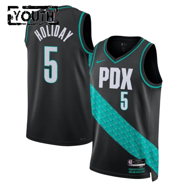 Nike Portland Trail Blazers Jrue Holiday Trikot City Edition 25/26 Swingman Schwarz Für Kinder