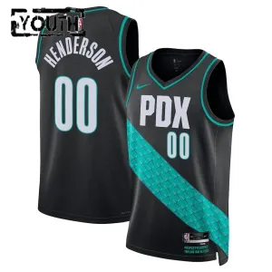 Nike Portland Trail Blazers Scoot Henderson Trikot City Edition 25/26 Swingman Schwarz Für Kinder