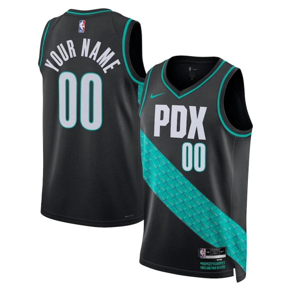 Nike Portland Trail Blazers Trikot Personalisiert City Edition 25/26 Swingman Schwarz Für Herren