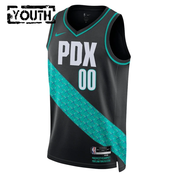 Nike Portland Trail Blazers Trikot Personalisiert City Edition 25/26 Swingman Schwarz Für Kinder