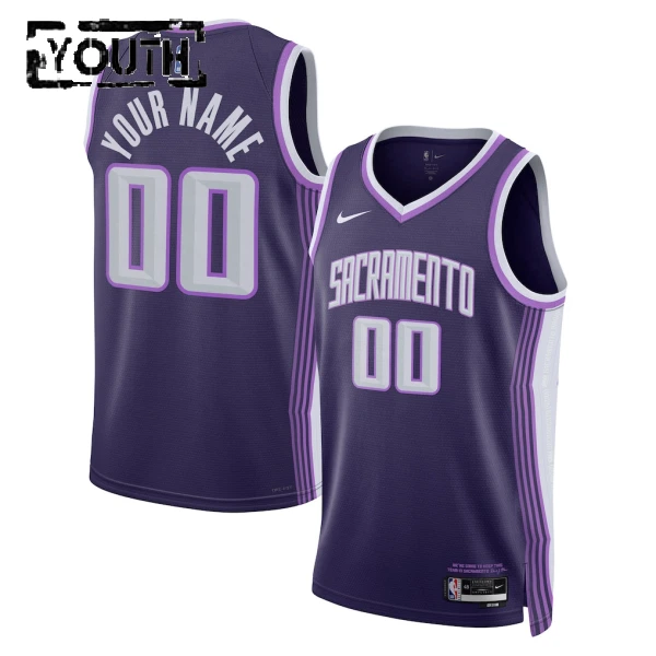 Nike Sacramento Kings Trikot Personalisiert City Edition 25/26 Swingman Lila Für Kinder