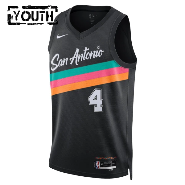 Nike San Antonio Spurs De Aaron Fox Trikot City Edition 25/26 Swingman Schwarz Für Kinder