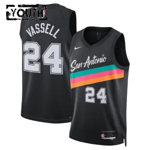 Nike San Antonio Spurs Devin Vassell Trikot City Edition 25/26 Swingman Schwarz Für Kinder