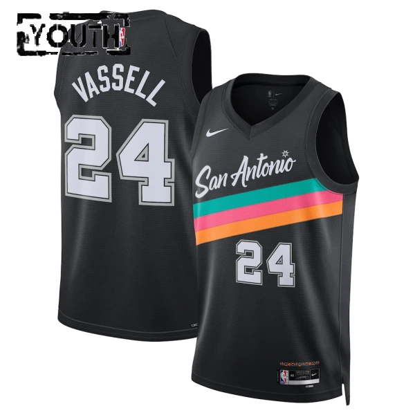 Nike San Antonio Spurs Devin Vassell Trikot City Edition 25/26 Swingman Schwarz Für Kinder