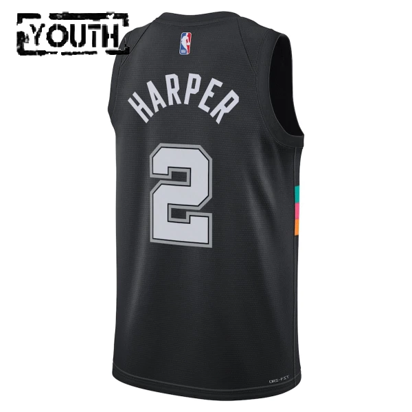 Nike San Antonio Spurs Dylan Harper Trikot City Edition 25/26 Swingman Schwarz Für Kinder