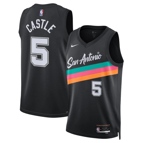 Nike San Antonio Spurs Stephon Castle Trikot City Edition 25/26 Swingman Schwarz Für Herren