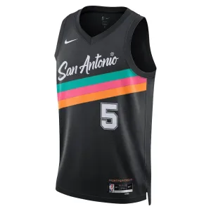 Nike San Antonio Spurs Stephon Castle Trikot City Edition 25/26 Swingman Schwarz Für Herren