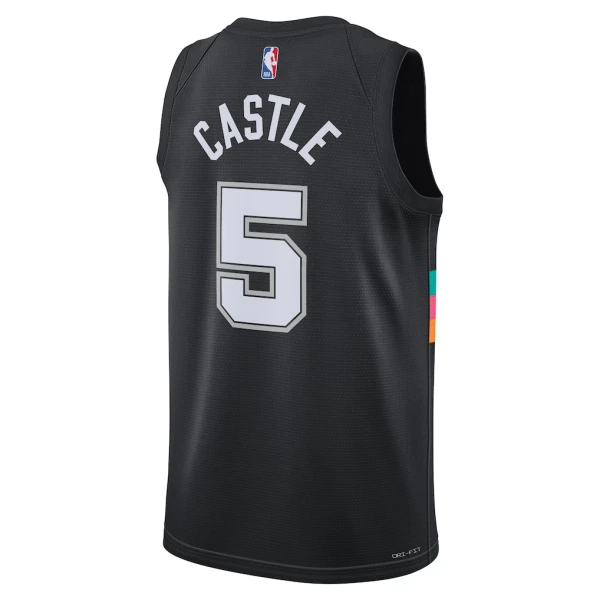 Nike San Antonio Spurs Stephon Castle Trikot City Edition 25/26 Swingman Schwarz Für Herren