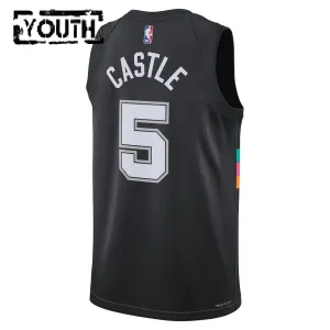Nike San Antonio Spurs Stephon Castle Trikot City Edition 25/26 Swingman Schwarz Für Kinder