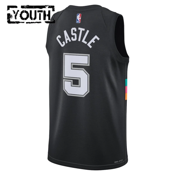 Nike San Antonio Spurs Stephon Castle Trikot City Edition 25/26 Swingman Schwarz Für Kinder