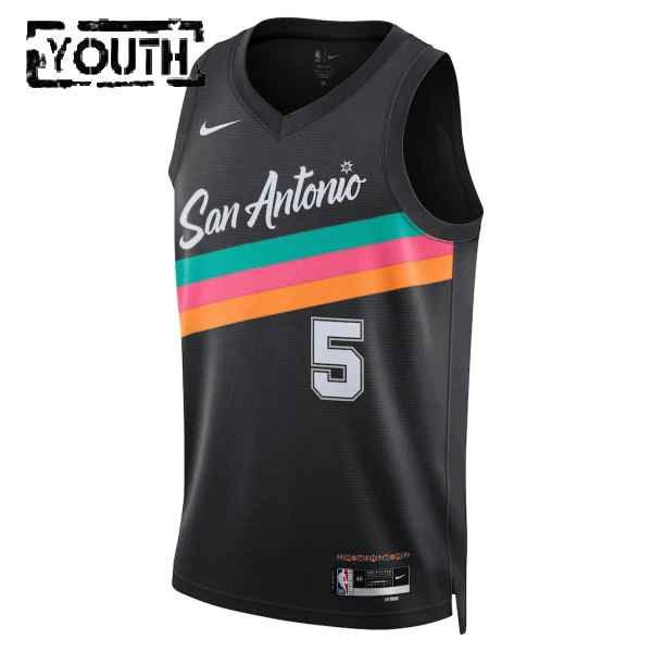 Nike San Antonio Spurs Stephon Castle Trikot City Edition 25/26 Swingman Schwarz Für Kinder
