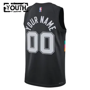 Nike San Antonio Spurs Trikot Personalisiert City Edition 25/26 Swingman Schwarz Für Kinder