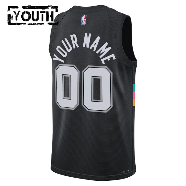 Nike San Antonio Spurs Trikot Personalisiert City Edition 25/26 Swingman Schwarz Für Kinder