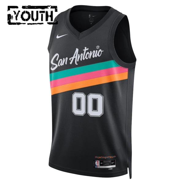 Nike San Antonio Spurs Trikot Personalisiert City Edition 25/26 Swingman Schwarz Für Kinder