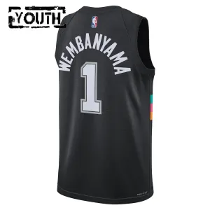 Nike San Antonio Spurs Victor Wembanyama Trikot City Edition 25/26 Swingman Schwarz Für Kinder