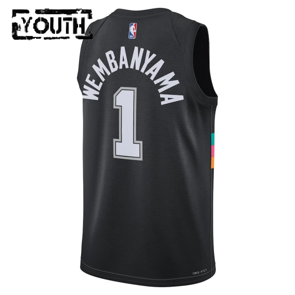 Nike San Antonio Spurs Victor Wembanyama Trikot City Edition 25/26 Swingman Schwarz Für Kinder