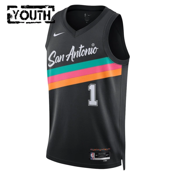 Nike San Antonio Spurs Victor Wembanyama Trikot City Edition 25/26 Swingman Schwarz Für Kinder