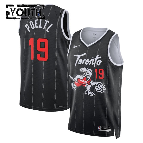 Nike Toronto Raptors Jakob Poeltl Trikot City Edition 25/26 Swingman Schwarz Für Kinder