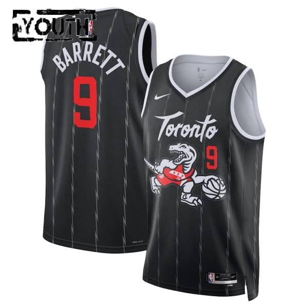 Nike Toronto Raptors RJ Barrett Trikot City Edition 25/26 Swingman Schwarz Für Kinder