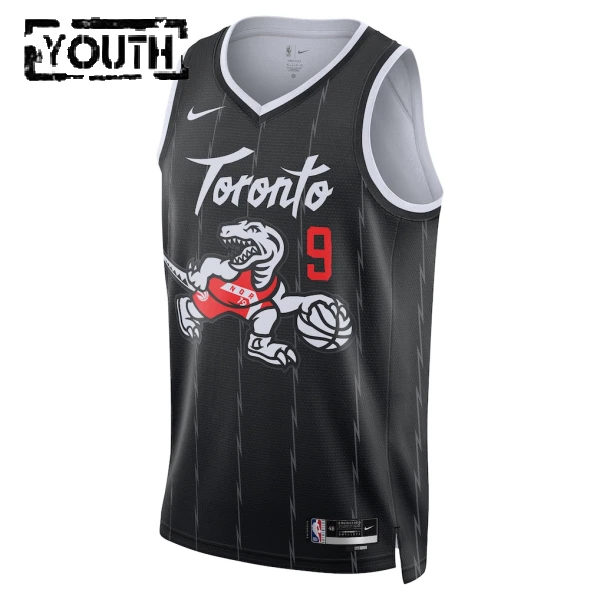 Nike Toronto Raptors RJ Barrett Trikot City Edition 25/26 Swingman Schwarz Für Kinder