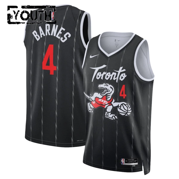 Nike Toronto Raptors Scottie Barnes Trikot City Edition 25/26 Swingman Schwarz Für Kinder