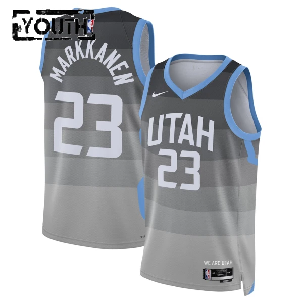 Nike Utah Jazz Lauri Markkanen Trikot City Edition 25/26 Swingman Grau Für Kinder Nike Utah Jazz Lauri Markkanen Trikot City Edition 25/26 Swingman Grau Für Kinder