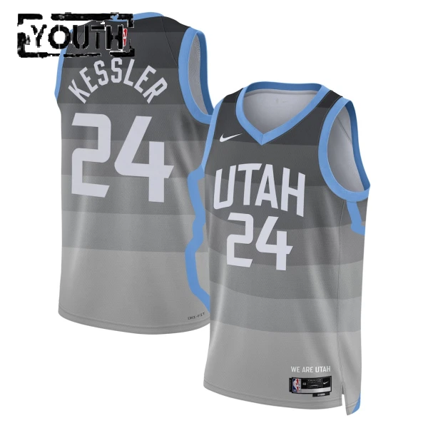 Nike Utah Jazz Walker Kessler Trikot City Edition 25/26 Swingman Grau Für Kinder