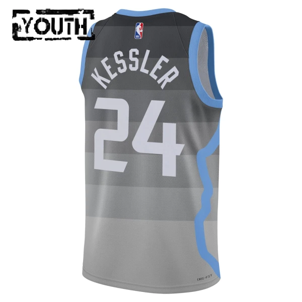 Nike Utah Jazz Walker Kessler Trikot City Edition 25/26 Swingman Grau Für Kinder