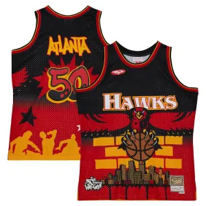Atlanta Hawks Mitchell Ness x Tats Cru Edition Trikot Hardwood Classics 23/24 Swingman Schwarz Für Herren