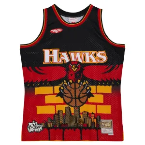Atlanta Hawks Mitchell Ness x Tats Cru Edition Trikot Hardwood Classics 23/24 Swingman Schwarz Für Herren