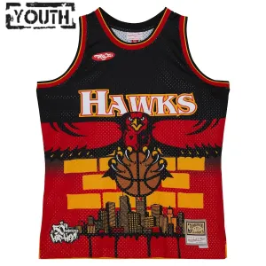 Atlanta Hawks Mitchell Ness x Tats Cru Edition Trikot Hardwood Classics 23/24 Swingman Schwarz Für Kinder