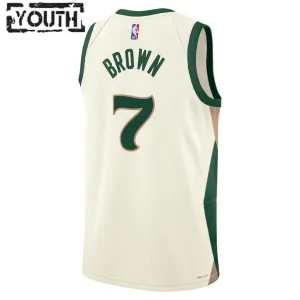 Nike Boston Celtics Jaylen Brown 7 Trikot City Edition 23/24 Swingman Weiß Für Kinder