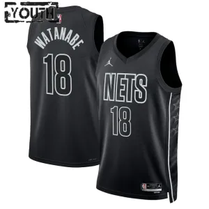 Jordan Brooklyn Nets Yuta Watanabe 18 Trikot Statement Edition Swingman Schwarz Für Kinder