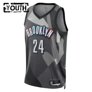 Nike Brooklyn Nets Cam Thomas Trikot City Edition 24/25 Swingman Grau Für Kinder