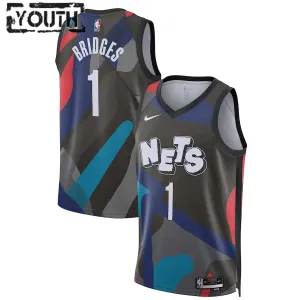 Nike Brooklyn Nets Mikal Bridges Trikot City Edition 23/24 Swingman Schwarz Für Kinder